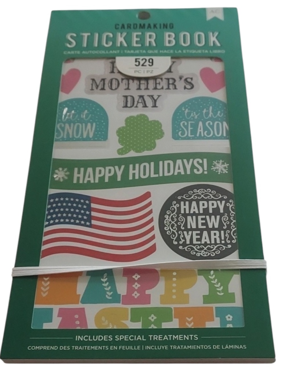 CARDMAKING sticker book includes special treatments used